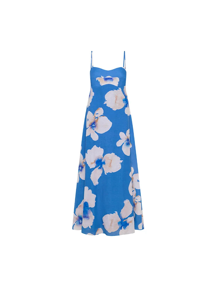 KIVARI | Rowena Strappy Maxi Dress - Blue