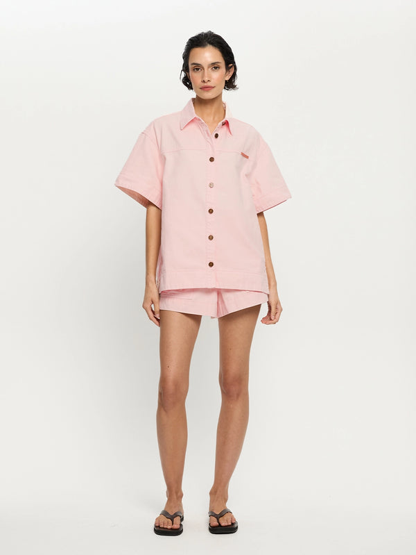 KIVARI | Marla Denim Shirt - Soft Pink