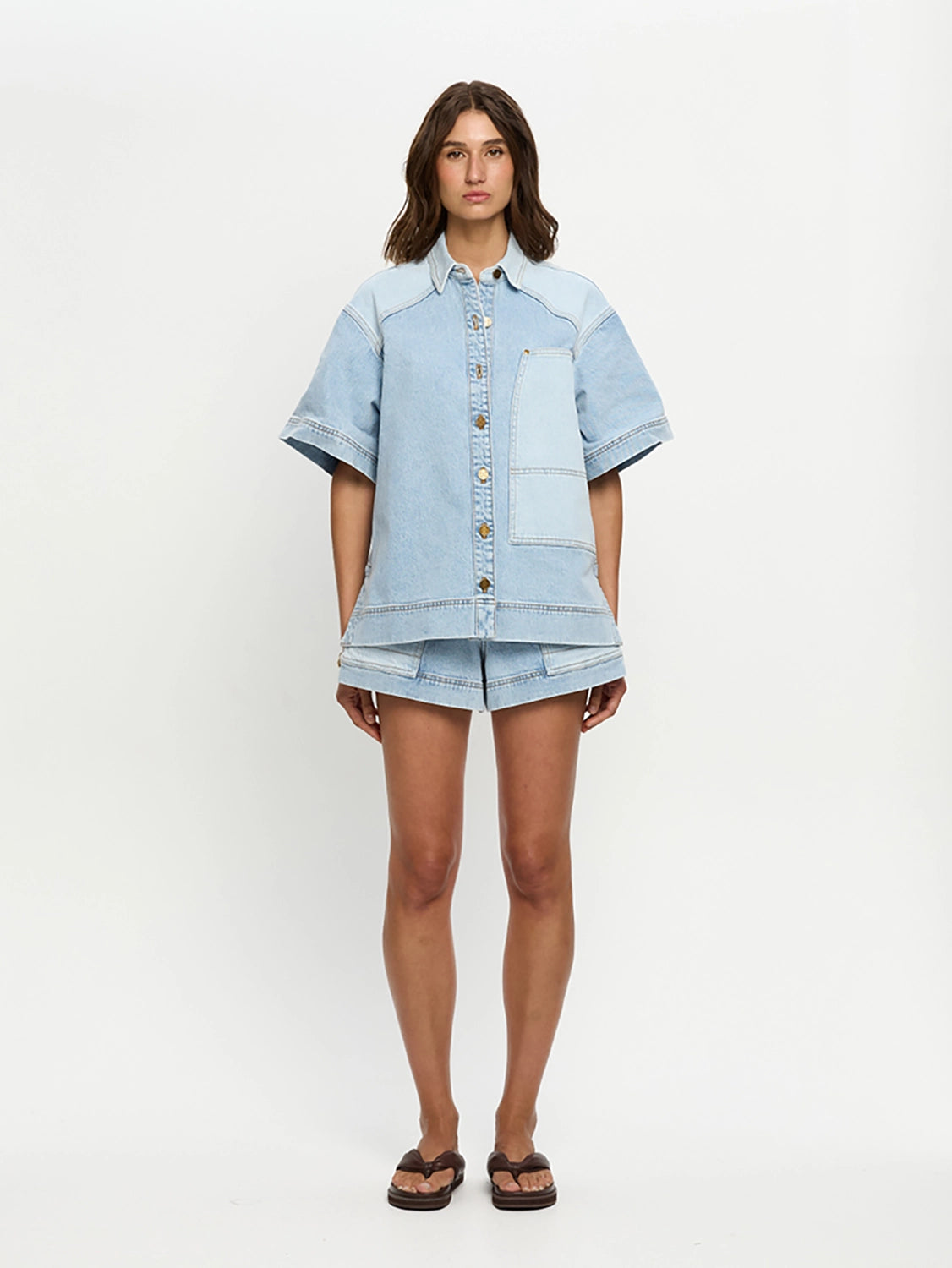 KIVARI | Florence Denim Shirt - Two Tone Wash