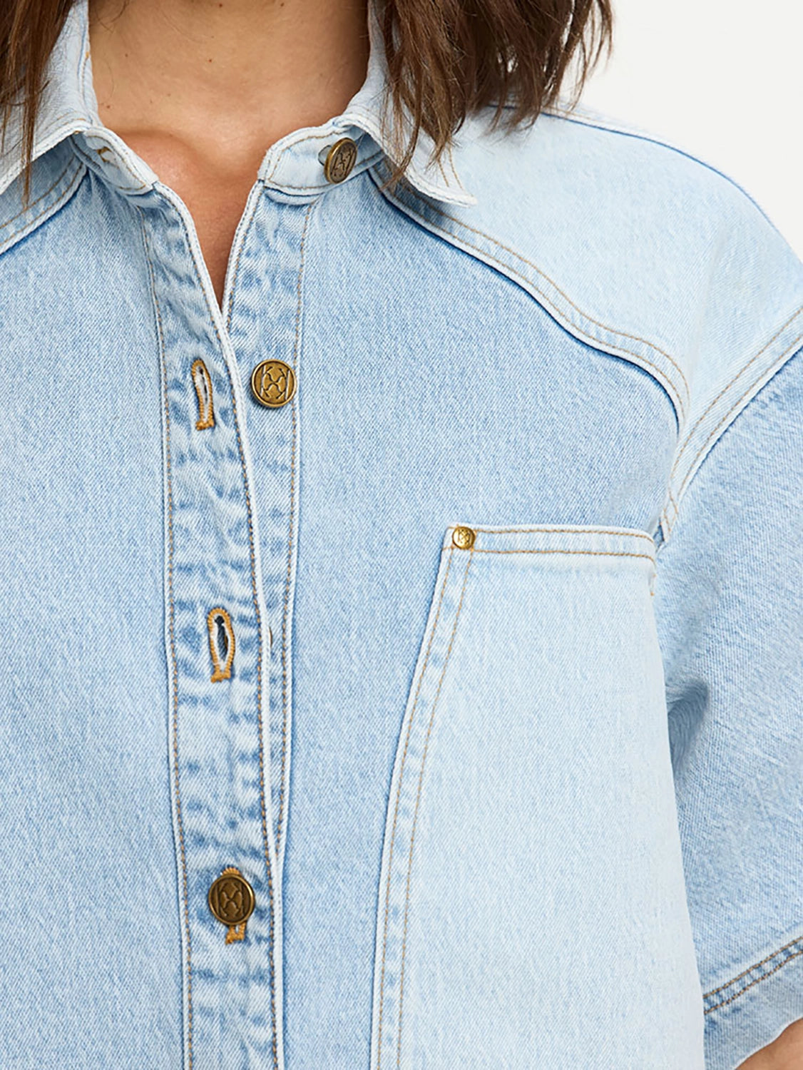 KIVARI | Florence Denim Shirt - Two Tone Wash