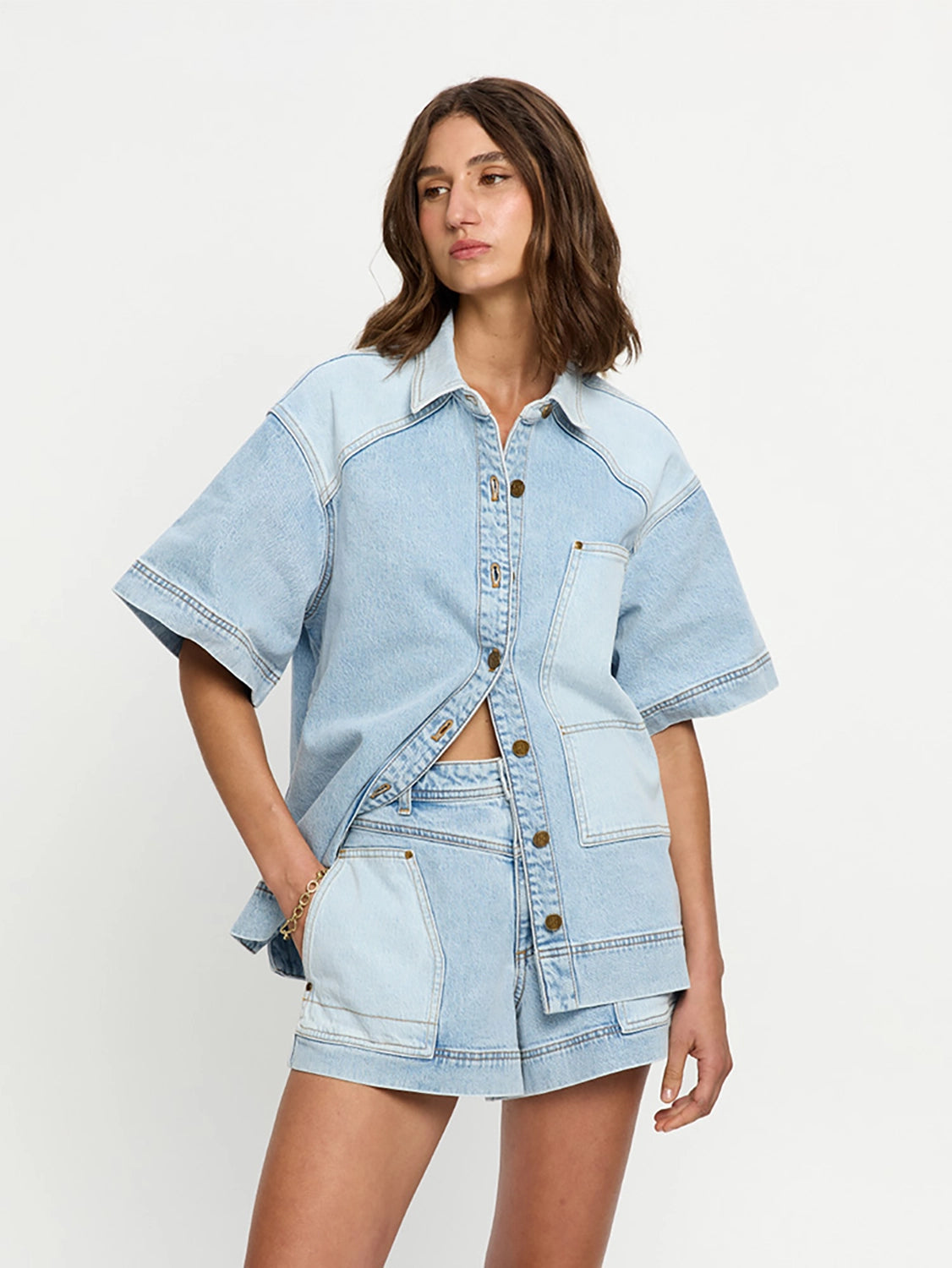 KIVARI | Florence Denim Shirt - Two Tone Wash