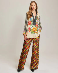 ME369 | Alora String Tie Collar Blouse - Jeans Lycra 225L31430