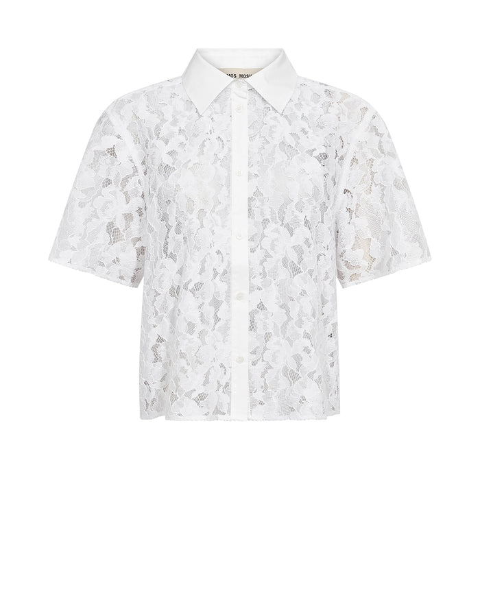 MOS MOSH | LIA RIVER SS LACE SHIRT - WHITE 177140