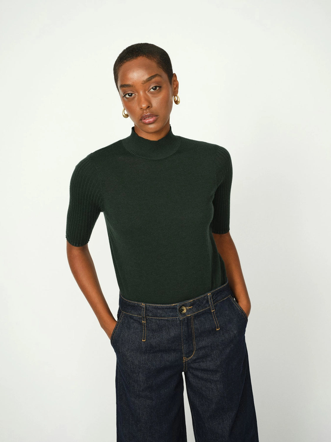 Mos Mosh | Relena Turtleneck SS Knit - Scarab 173100