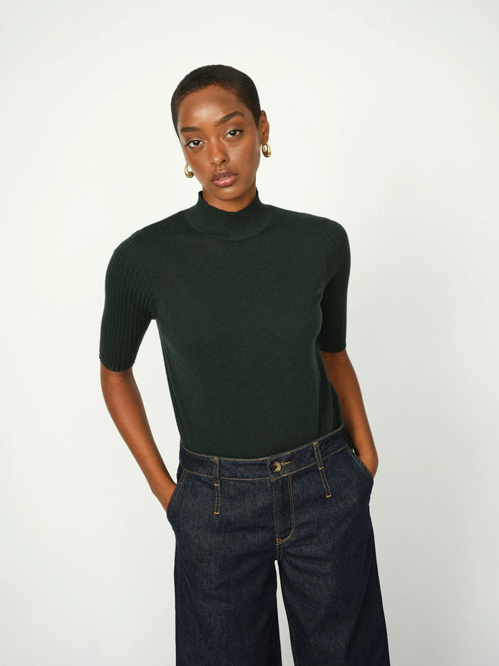 Mos Mosh | Relena Turtleneck SS Knit - Scarab 173100