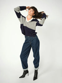 MOS MOSH | WYLIE TANI BOLD STRIPE KNIT - MARITIME BLUE 173190