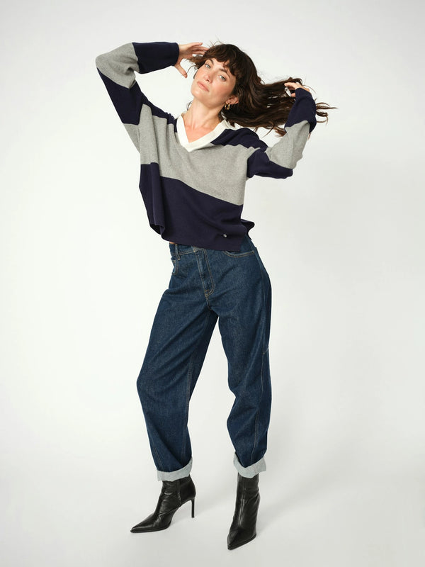 MOS MOSH | WYLIE TANI BOLD STRIPE KNIT - MARITIME BLUE 173190