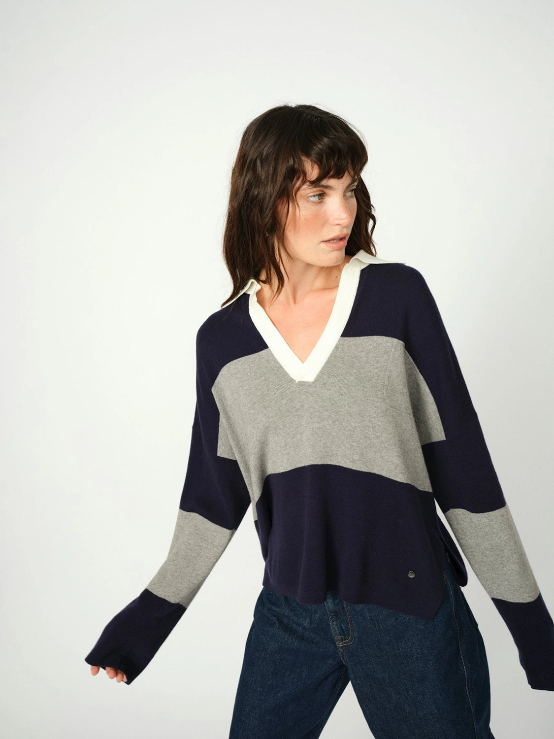 MOS MOSH | WYLIE TANI BOLD STRIPE KNIT - MARITIME BLUE 173190