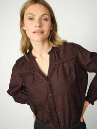 MOS MOSH | BENEDETTA SILKY SHIRT - FUDGE 173360