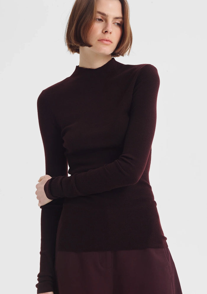 Morrison | Talia L/S Merino Knit Top - Espresso