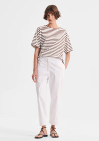 Morrison | Archie Stripe Tee - Mocha/White