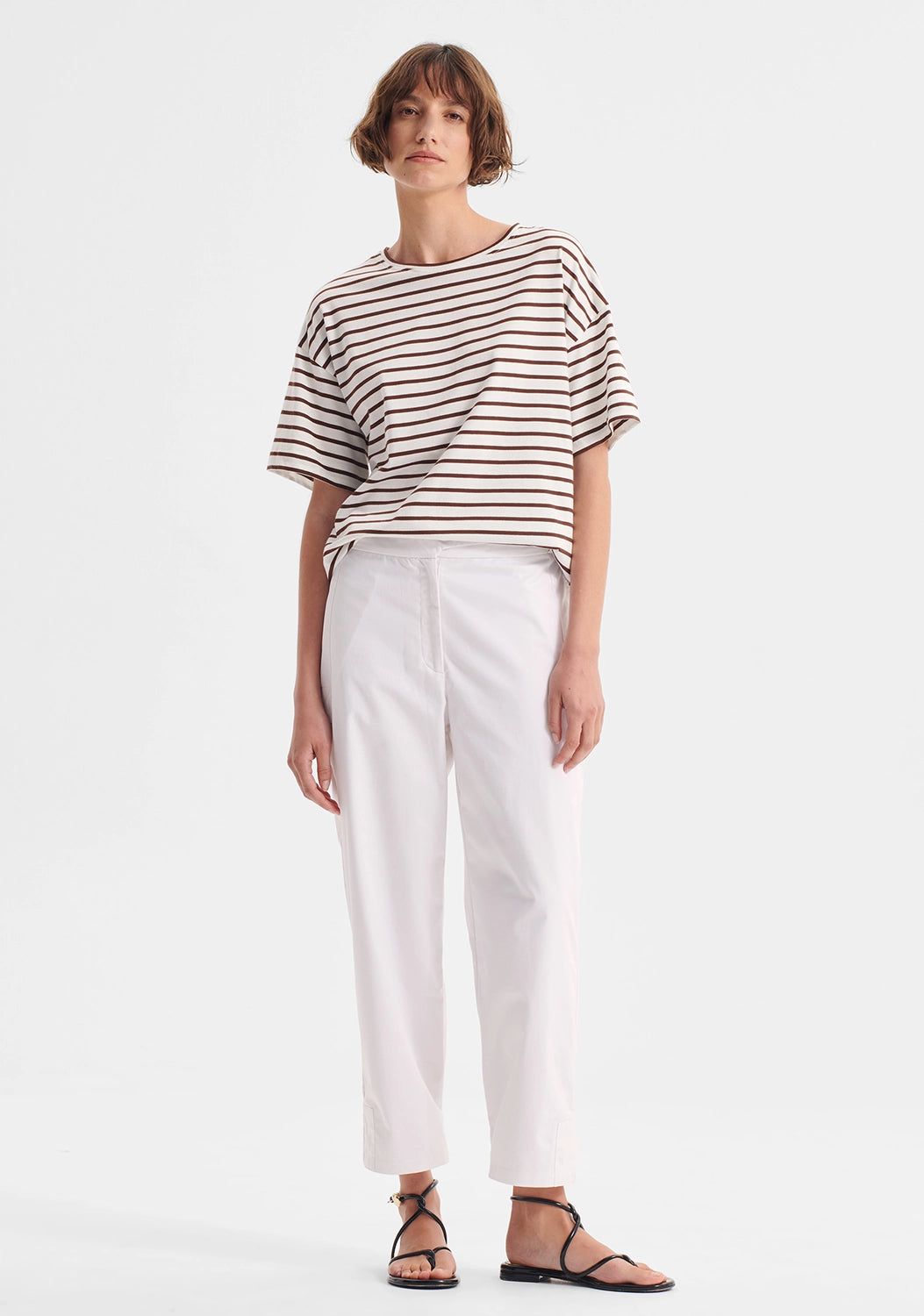 Morrison | Archie Stripe Tee - Mocha/White