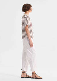 Morrison | Archie Stripe Tee - Mocha/White