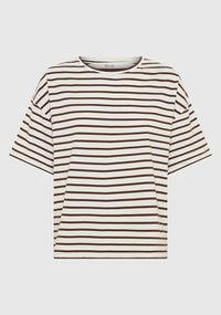 Morrison | Archie Stripe Tee - Mocha/White