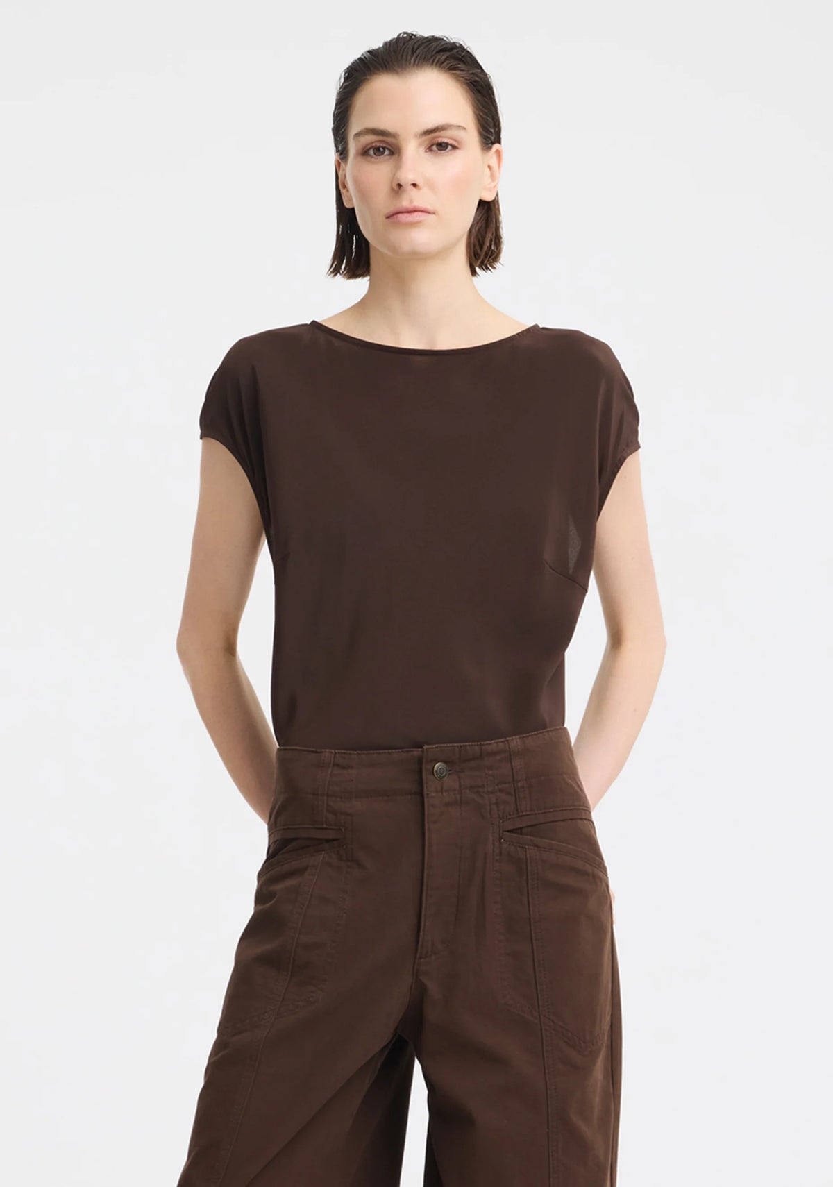 Morrison | Aurora Silk Top - Espresso