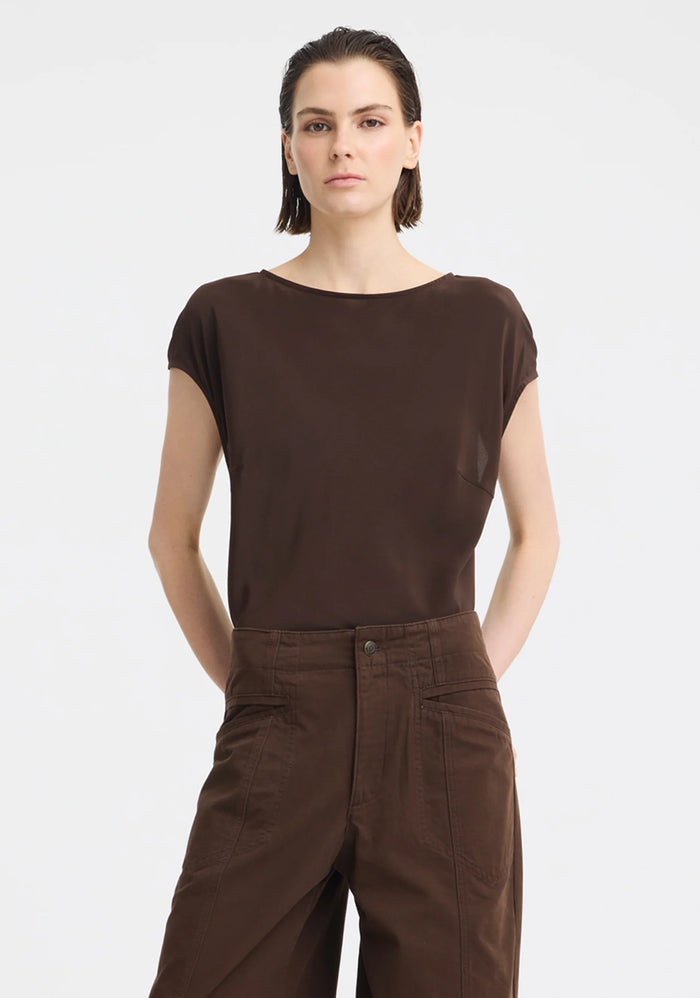 Morrison | Aurora Silk Top - Espresso