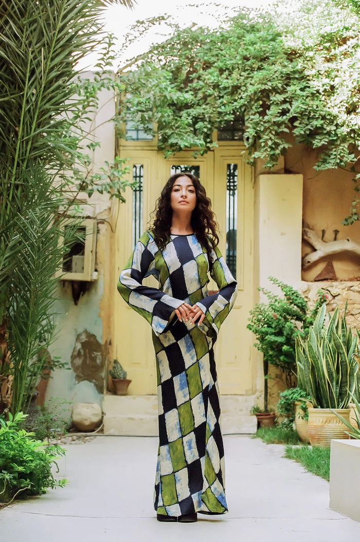 Kinga Csilla | Oro Tile Olive Maxi Dress