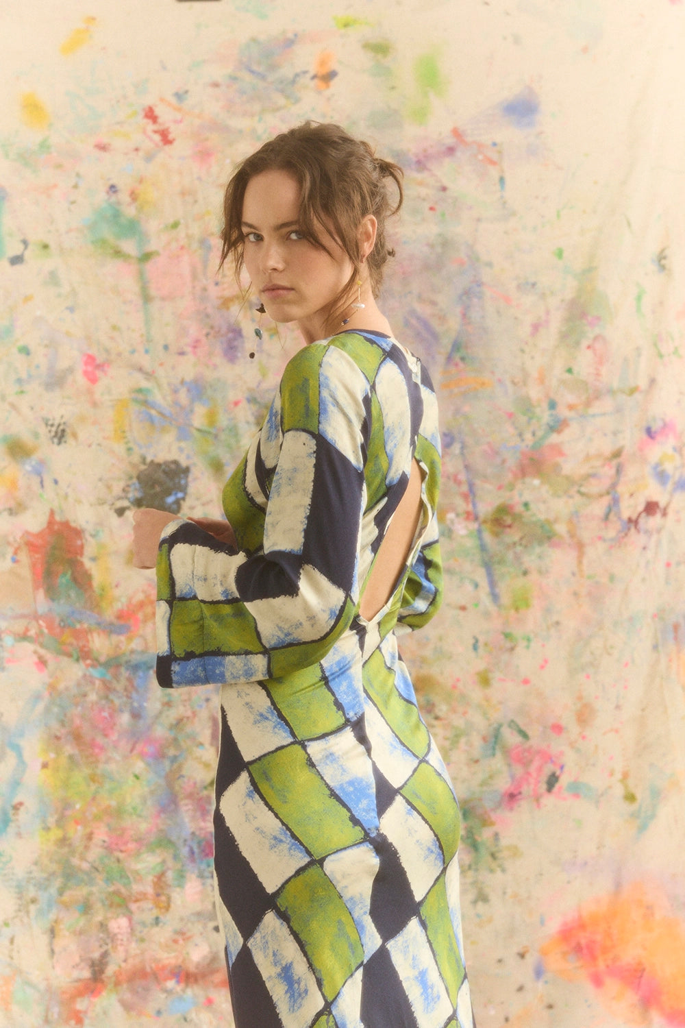 Kinga Csilla | Oro Tile Olive Maxi Dress