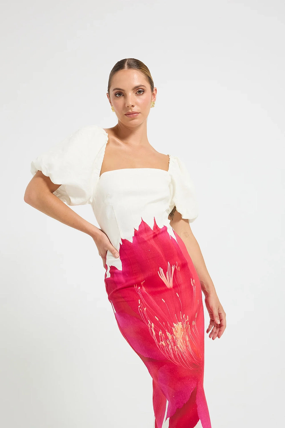 Pasduchas | Aurelia Sleeve Midi - Magenta Floral