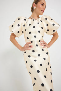 Pasduchas | Dottie Sleeve Midi - Cream/Black