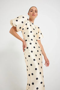 Pasduchas | Dottie Sleeve Midi - Cream/Black