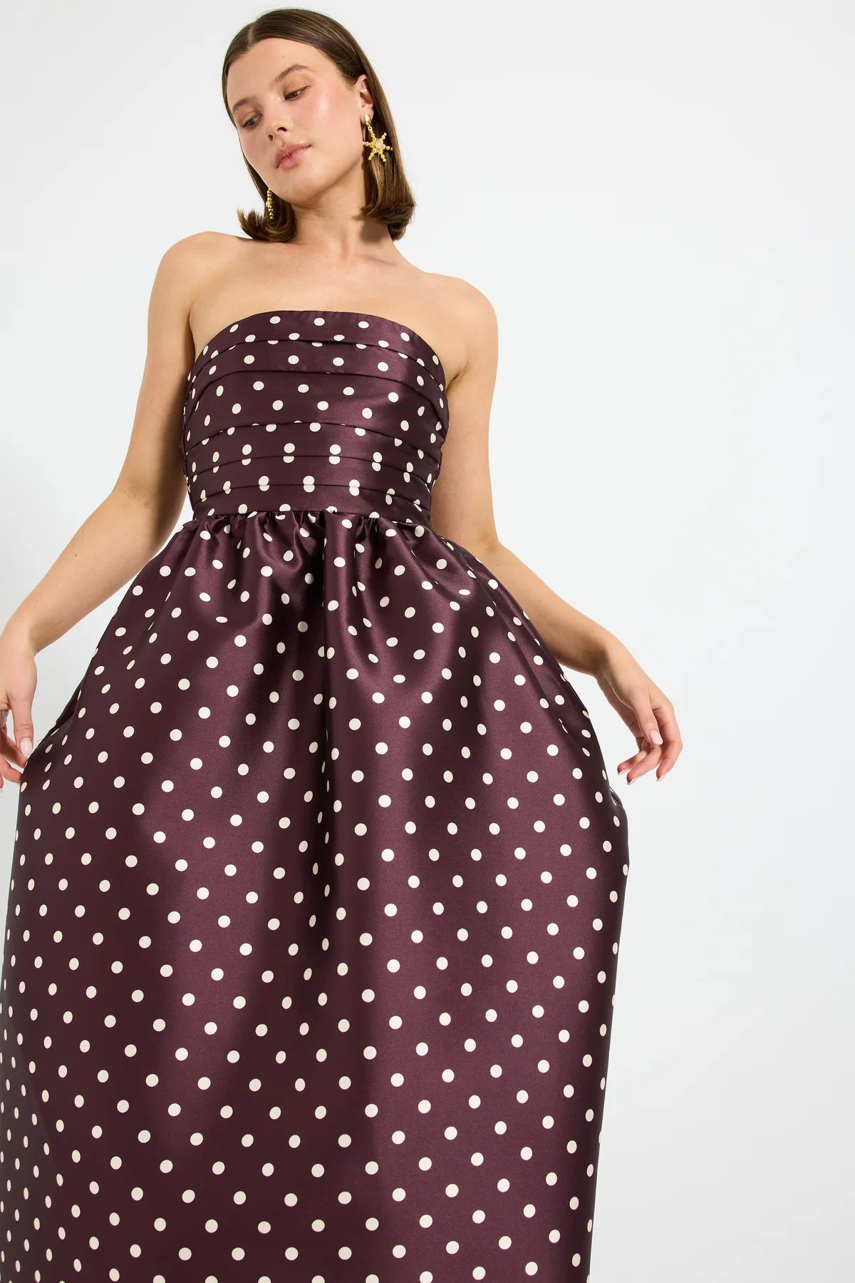 Pasduchas | Alistair Strapless Midi - Blackberry Spot