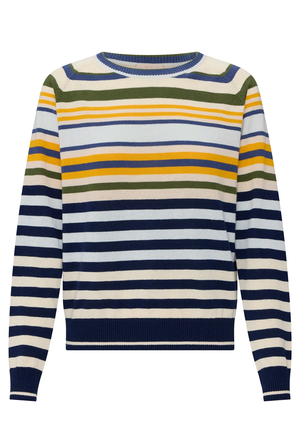 POL | SELA SPRING MULTI STRIPE KNIT - INK/MIST/SAFFRON