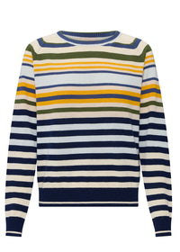 POL | SELA SPRING MULTI STRIPE KNIT - INK/MIST/SAFFRON