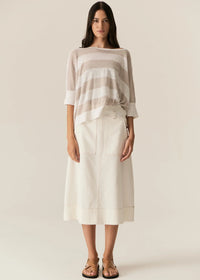 POL | MILTON STRIPE KNIT - WHITE/PEBBLE