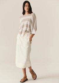 POL | MILTON STRIPE KNIT - WHITE/PEBBLE