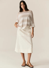 POL | MILTON STRIPE KNIT - WHITE/PEBBLE