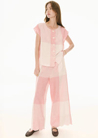 POL | SAFRIA PANT GINGHAM SCALLOP - PINK/RED GINGHAM