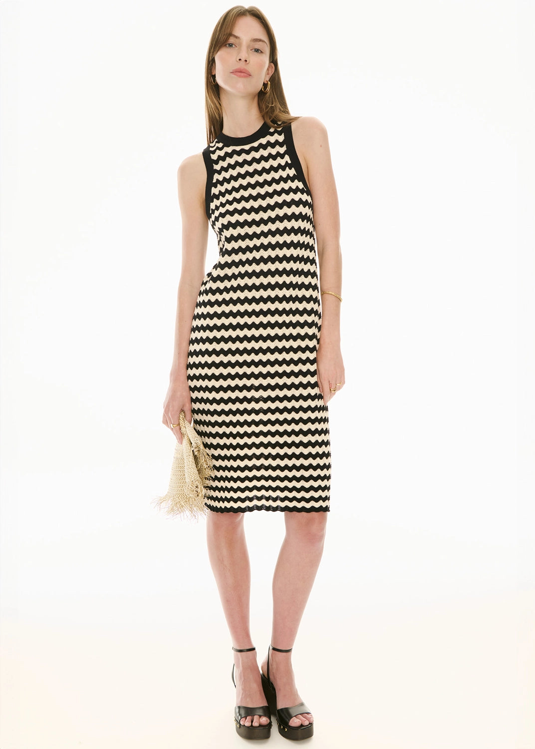 POL | BONDE TANK DRESS - BLACK/IVORY