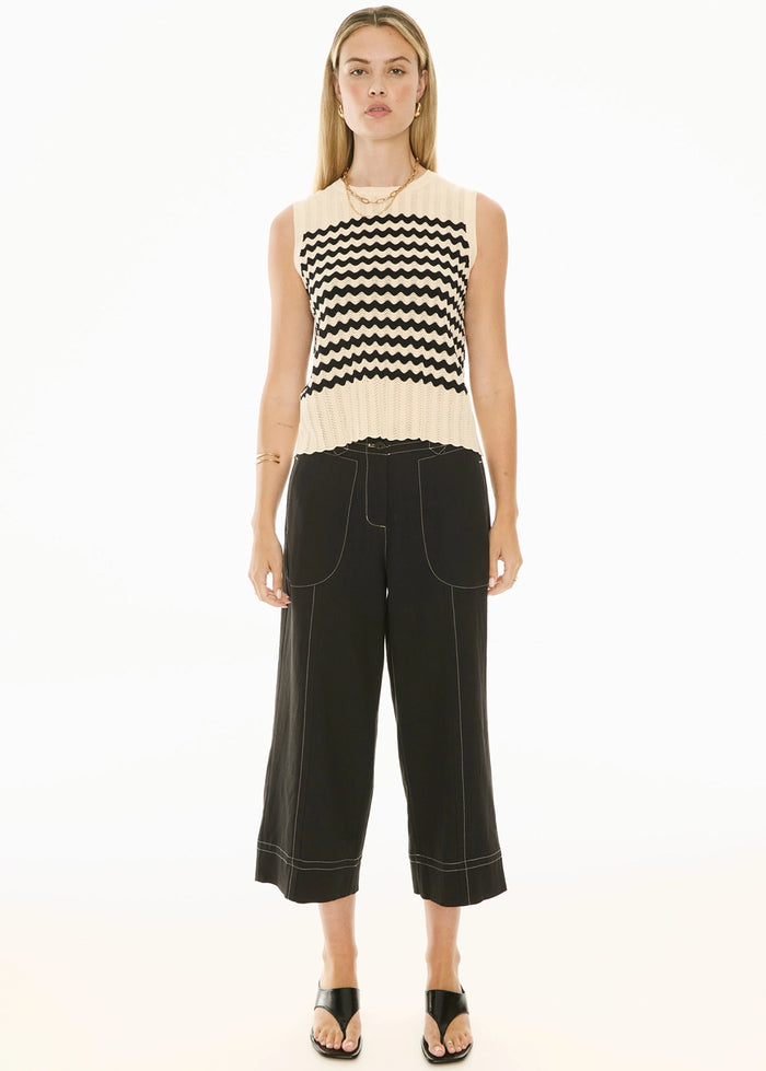 POL | BONDE TANK KNIT - IVORY/BLACK