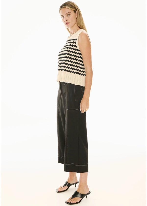 POL | BONDE TANK KNIT - IVORY/BLACK