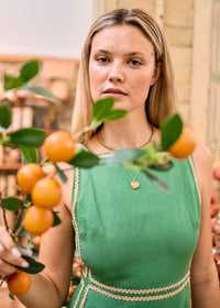 POL | MARLIN RAFFIA TRIM DRESS - GREEN