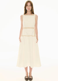 POL | MARLIN RAFFIA TRIM DRESS - IVORY