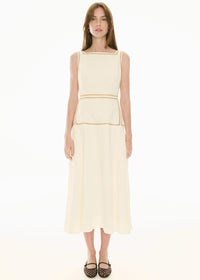 POL | MARLIN RAFFIA TRIM DRESS - IVORY