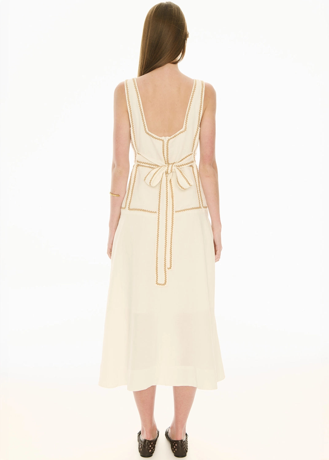 POL | MARLIN RAFFIA TRIM DRESS - IVORY