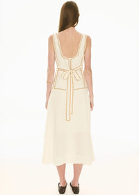 POL | MARLIN RAFFIA TRIM DRESS - IVORY