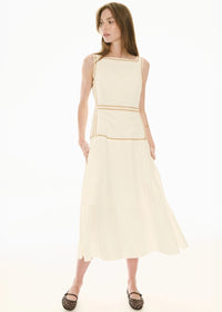 POL | MARLIN RAFFIA TRIM DRESS - IVORY