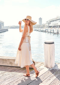 POL | MARLIN RAFFIA TRIM DRESS - IVORY