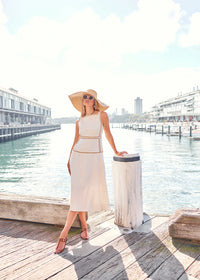 POL | MARLIN RAFFIA TRIM DRESS - IVORY