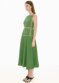 POL | MARLIN RAFFIA TRIM DRESS - GREEN
