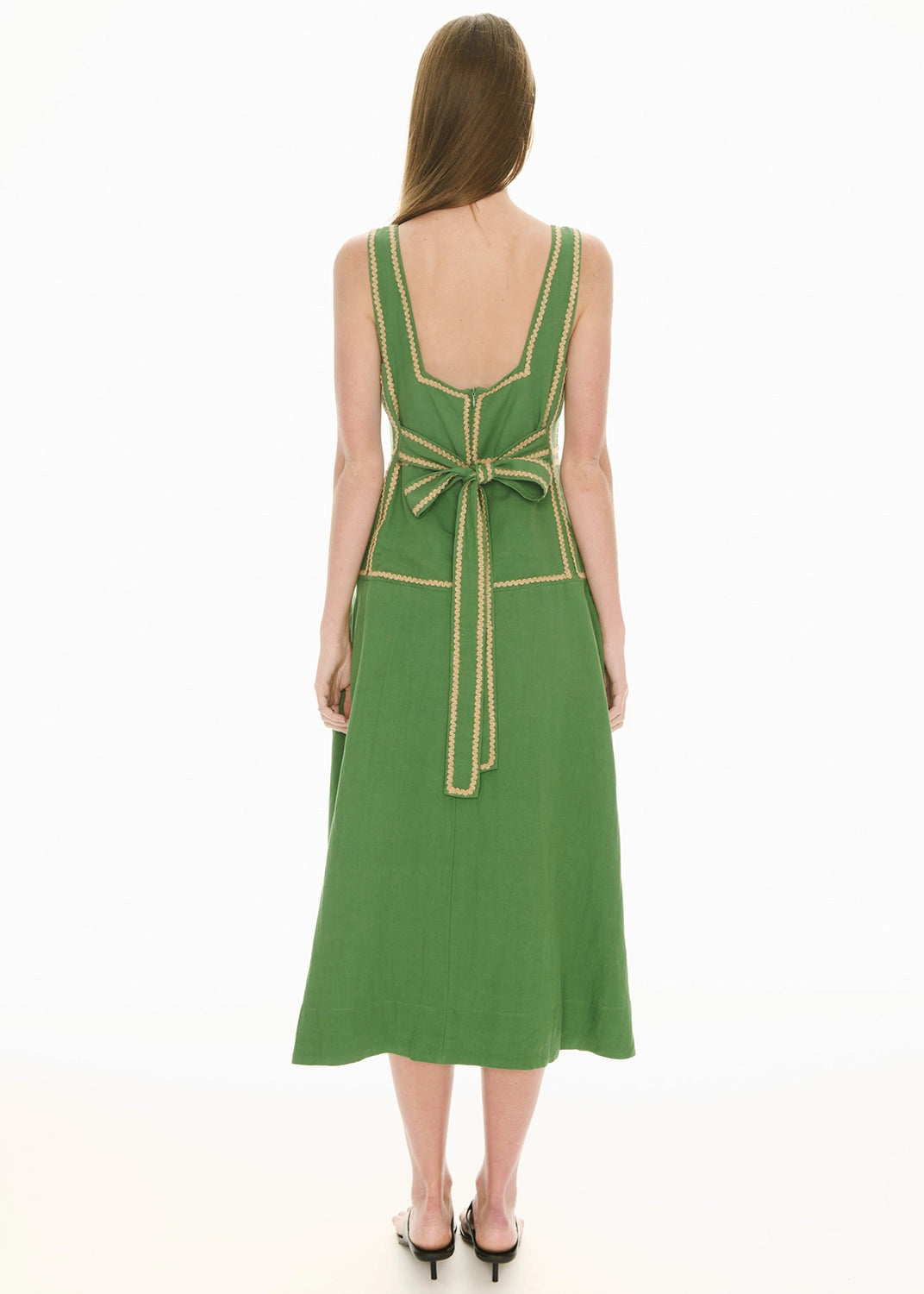 POL | MARLIN RAFFIA TRIM DRESS - GREEN