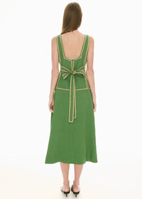 POL | MARLIN RAFFIA TRIM DRESS - GREEN
