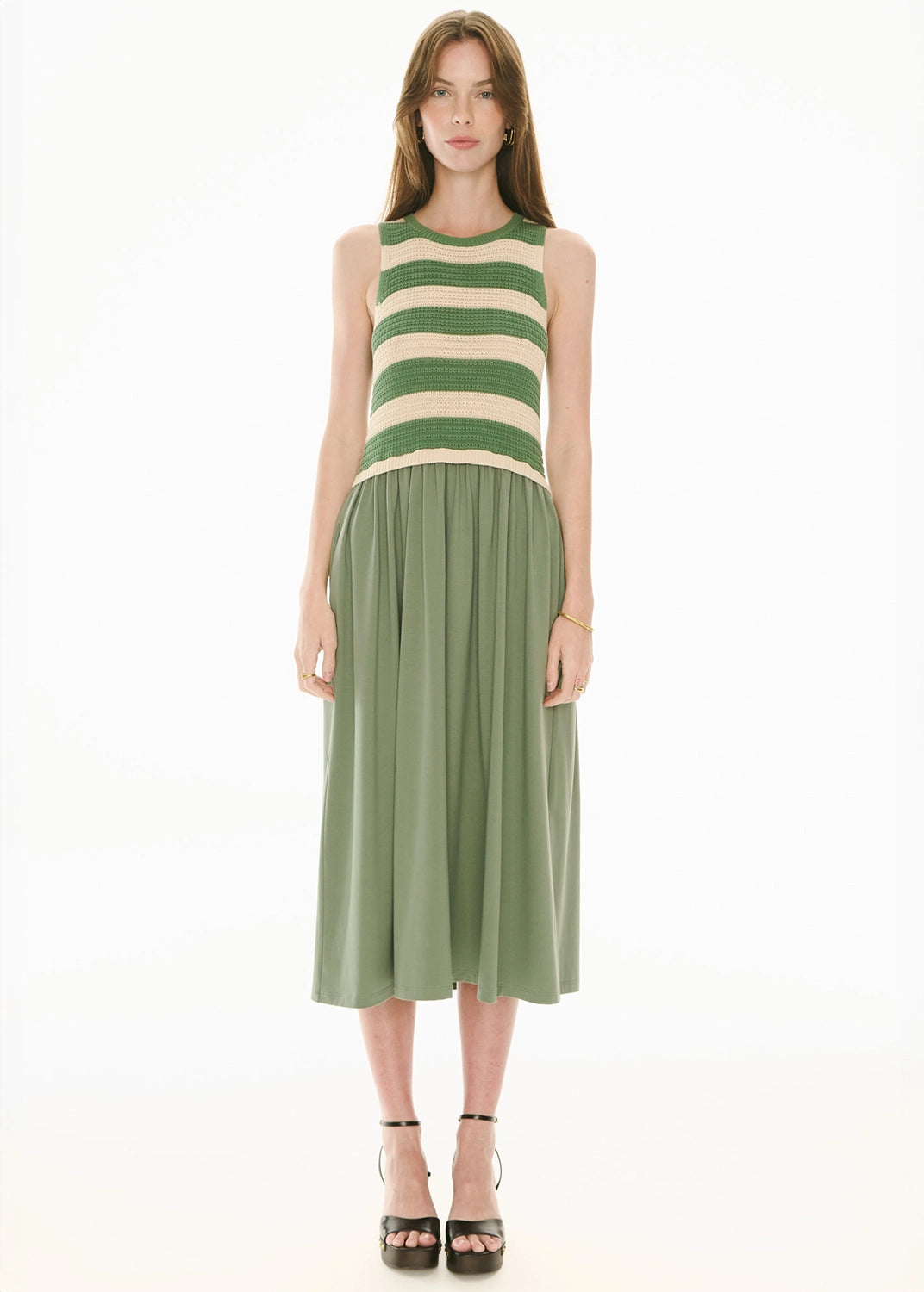 POL | BONDE DRESS KNIT - GREEN/IVORY