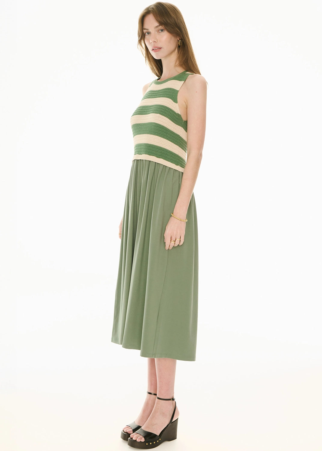 POL | BONDE DRESS KNIT - GREEN/IVORY