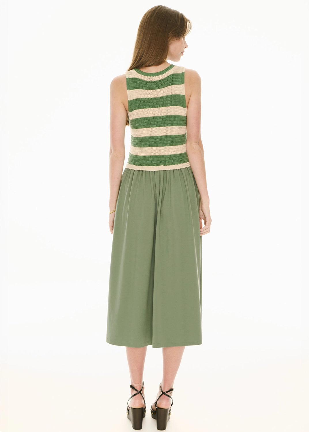 POL | BONDE DRESS KNIT - GREEN/IVORY