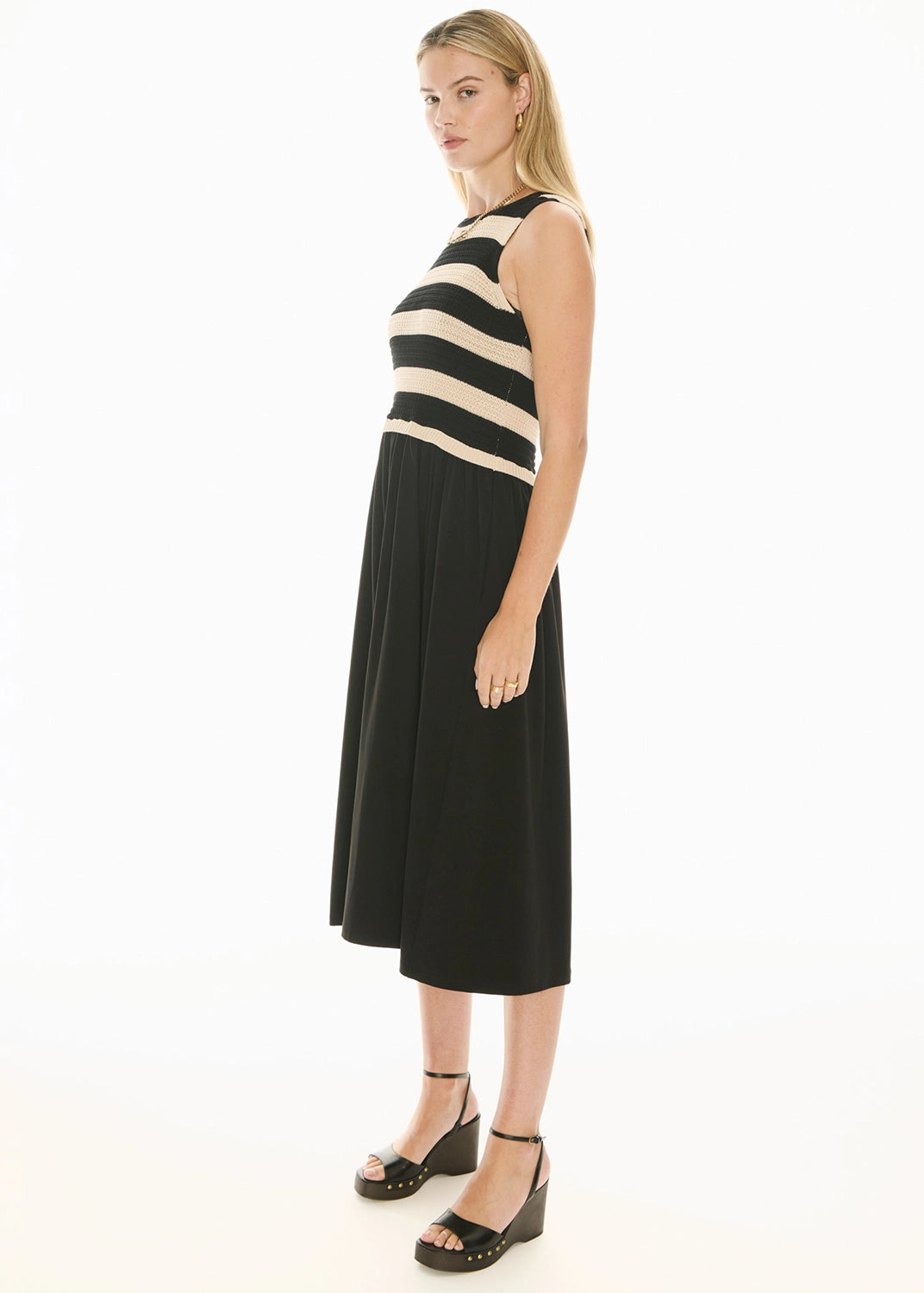 POL | BONDE DRESS KNIT - BLACK/IVORY